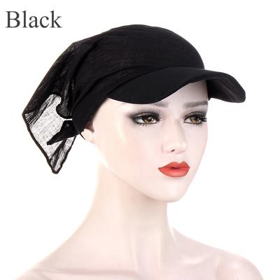 1Pc Beach Vacation Hijab Durag Berretto con visiera parasole con berretti turbante pre-legati Sciarpa per le donne musulmane