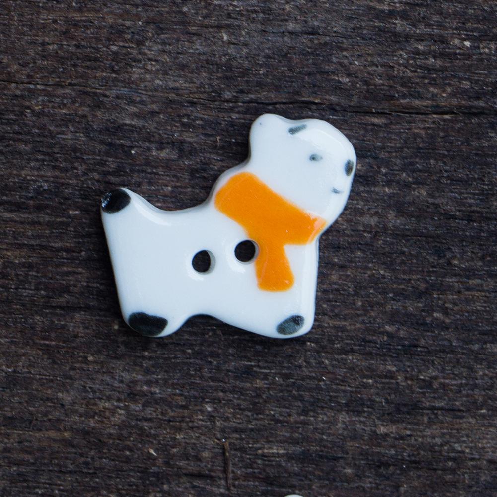 Exquisite UK Handmade Jingdezhen Ceramic Puppy Buttons for DIY Clothing