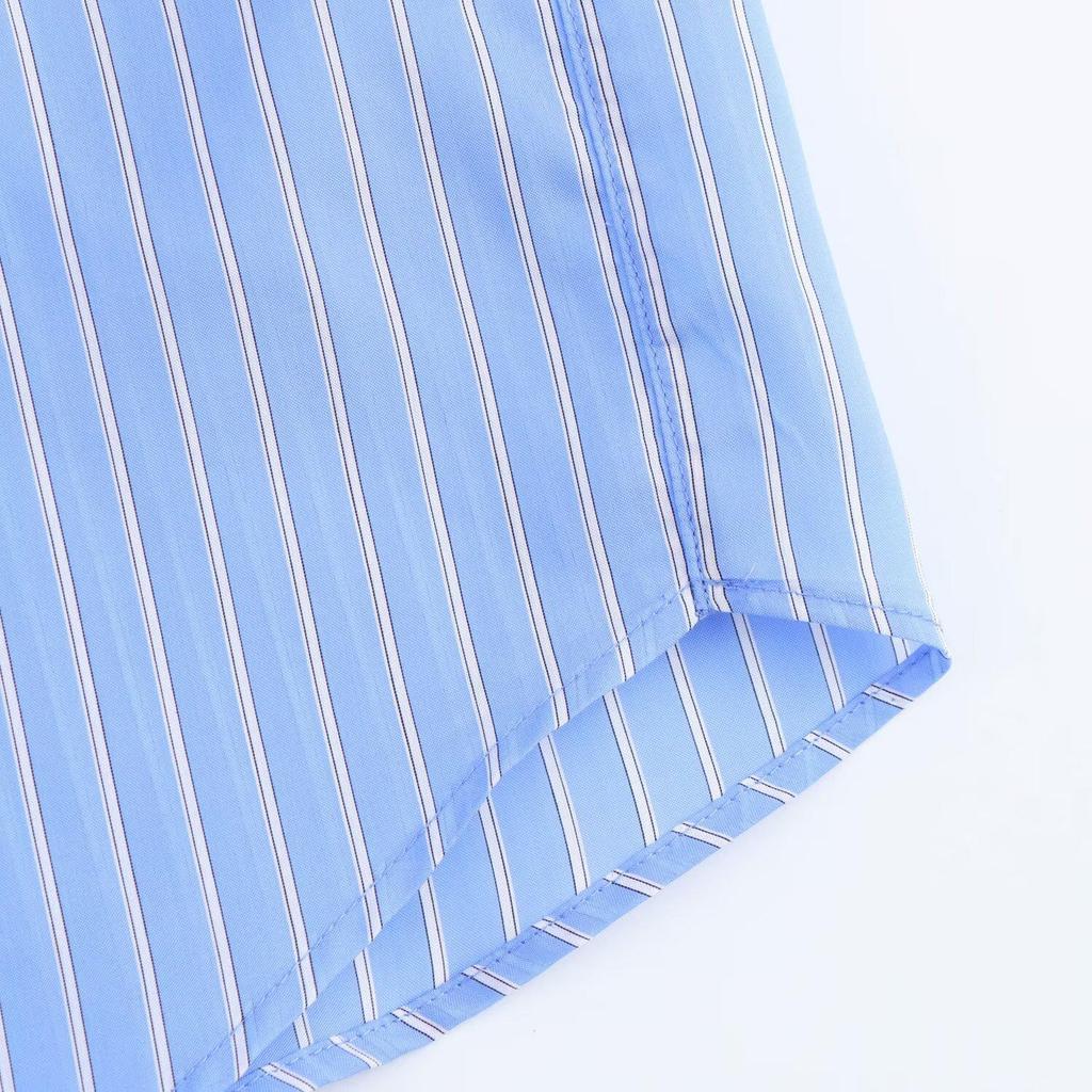 2025 Spring Women's Versatile Striped Cotton Lapel Shirt