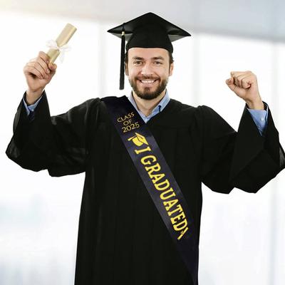 2025 Graduation Stole Unisex Adults Graduation Satin Sash Ribbon Class of 2025 Congrat Grad Etiquette Belt for Academic Commencements