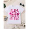 European sizes Girls' "JUST A GIRL WHO LOVES HER DADDY" T-Shirt - Pink Short Sleeve Round Neck Blouse Top with Daddy Lettering, Casual Summer Outfits