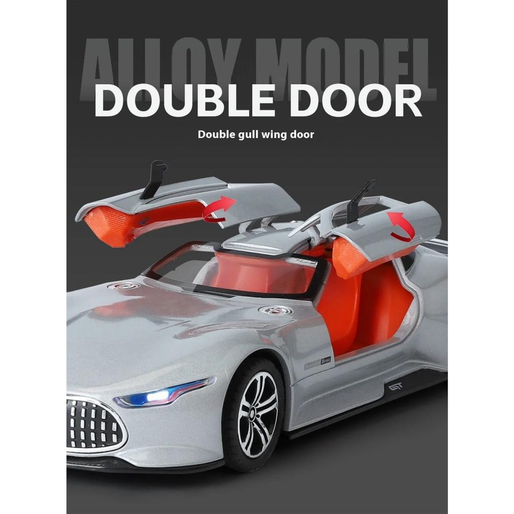 1/24 Benz AMG Alloy Model Car with Sound and Light Feedback Sports Car Model Table Decoration Suitable for Boys As A Gift