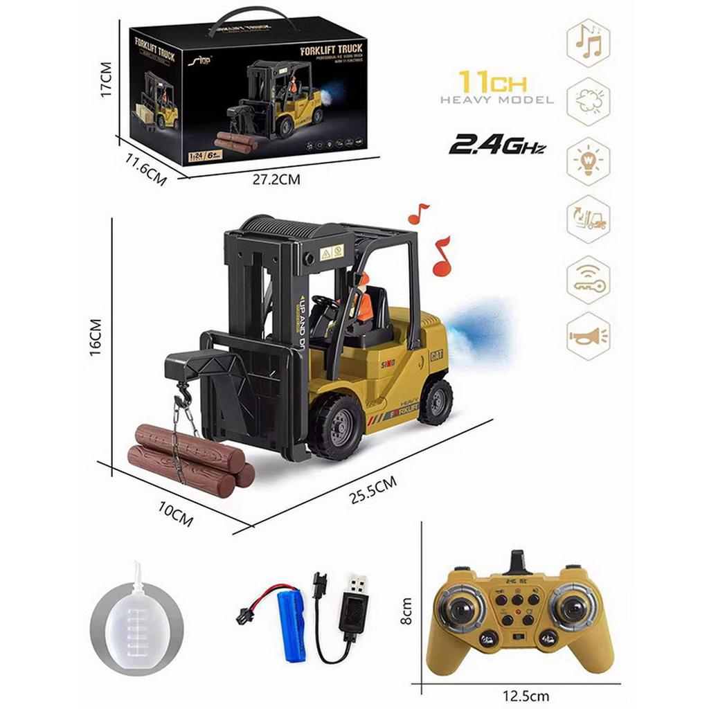 Non-Toxic Remote Control Forklift Truck Rc Car Electric Crane Spray Acousto-Optic Engineering Vehicles Toys For Children Child Birthday Gifts