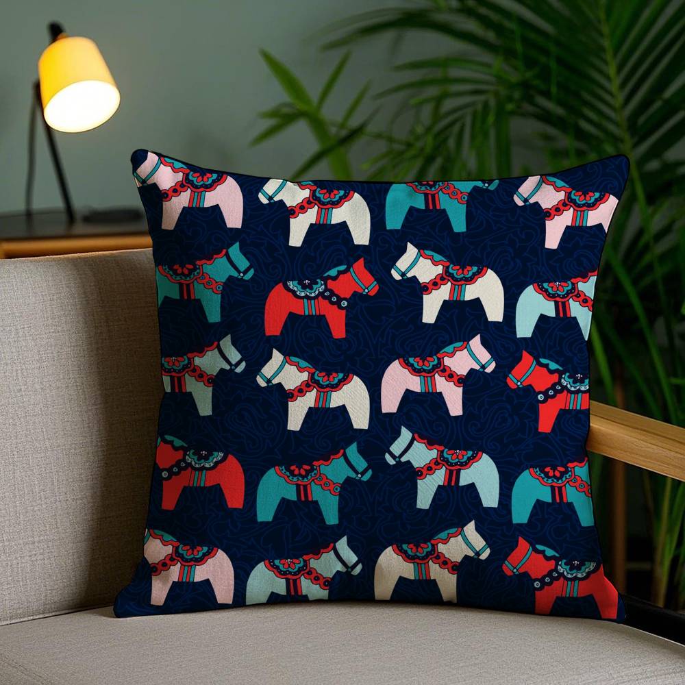 Classical Style Darama Print-Cute Pillow Case Anti-dustmite Pillowcase Invisible Zipper Silky Short Plush Sofa Cushion Cover