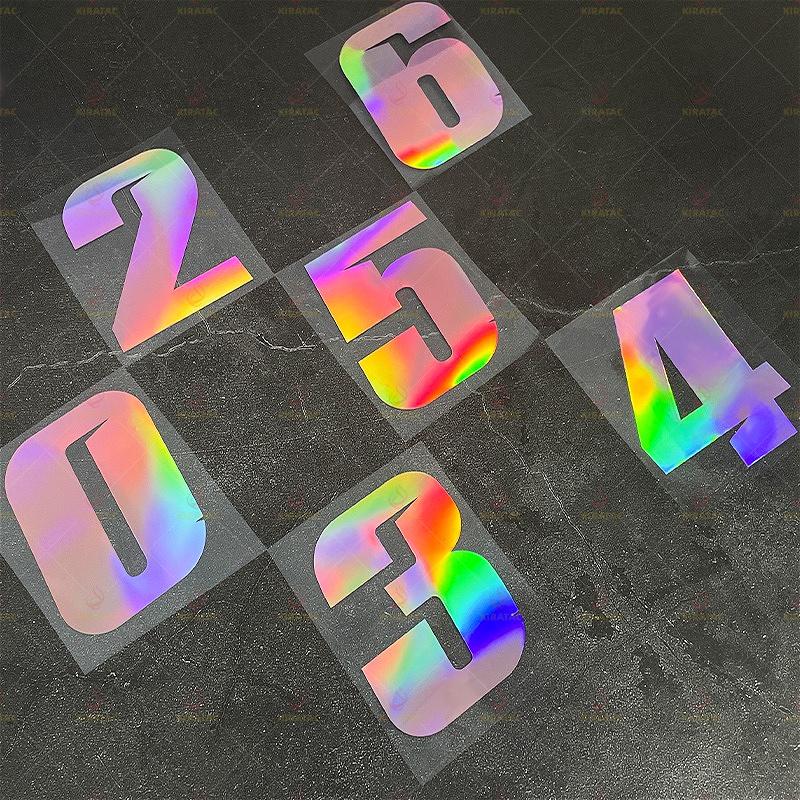 1pc Laser Pink Motorcycle Number Sticker Waterproof for Motorcycle Fairing Helmet Fuel Tank Car Window Universal Vinyl Decals