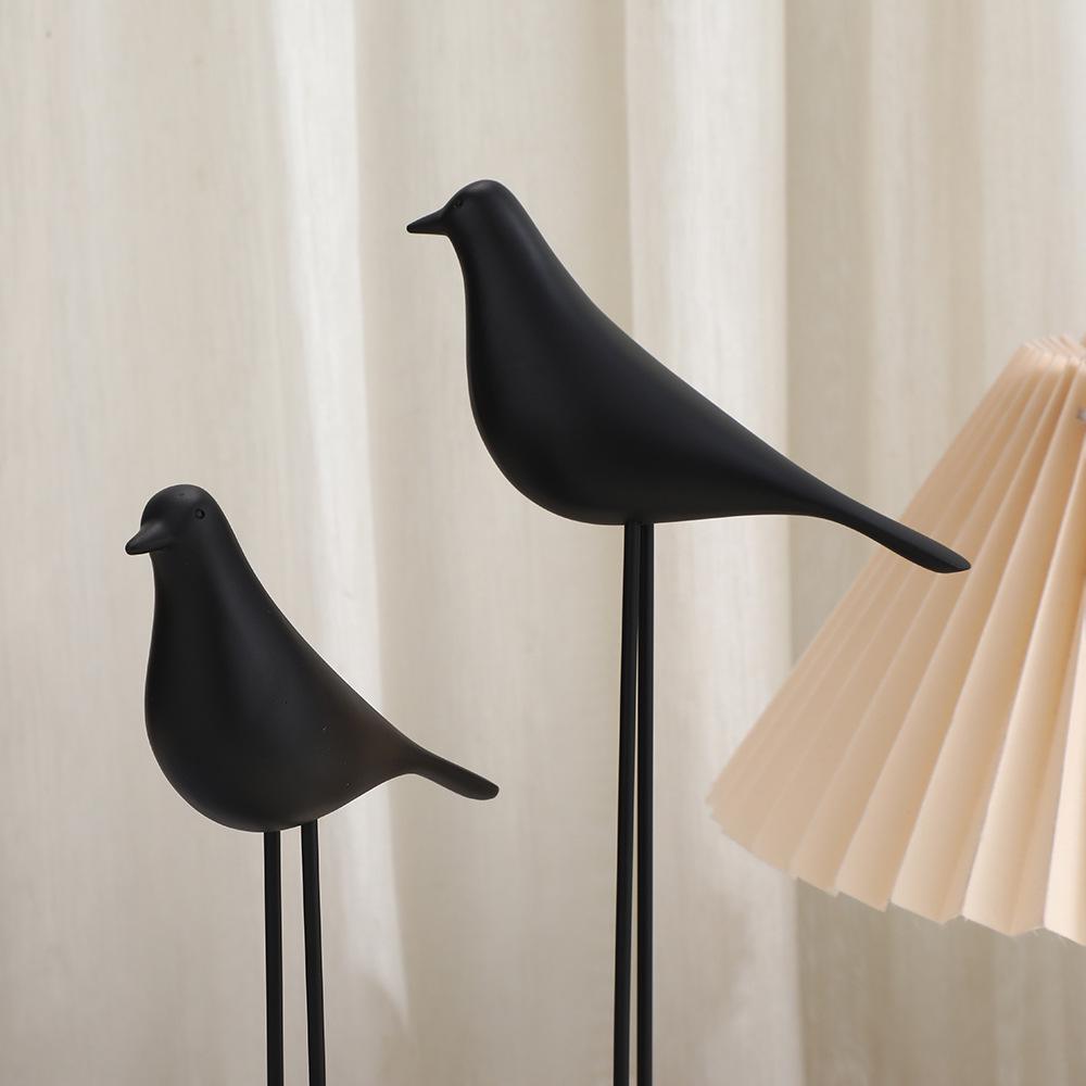 Minimalist Black Bird Desk Ornament for Home and Bedroom Decor