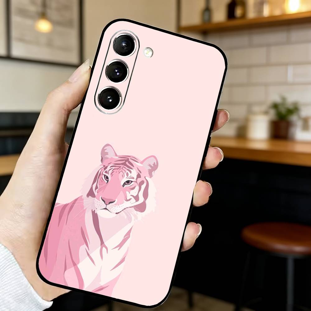 

Pink Leopard Phone Case For Samsung S24,21,22,23,30,Ultra,Plus,Fe,Lite, Black Soft Cover Samsung S21Ultra