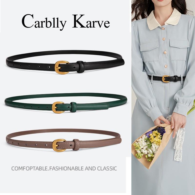 Womens Genuine Leather Thin Belt 1.5cm Wide Versatile Fashion Dress Waistband