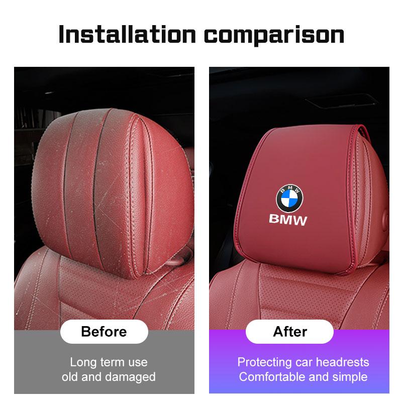 Leather Car Seat Headrest Protective Cover Accessories For BMW 1 2 3 4 5 6 7 Series G20 G30 F48 E90 E36 F30 F10 X1 X3 X4 X5 X6X7 II9