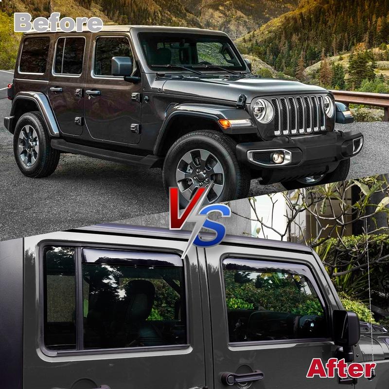 Car Side Window Wind Deflectors Vent Visors Sun Wind Rain Shield for Jeep Wrangler JL Unlimited 18-20 JK 07-18