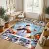 Christmas Theme Crystal Velvet Rug Personalized Custom Name Text Soft Floor Mat Home Decor