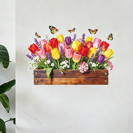Tulip Flower Wall Stickers Peel and Stick Wall Decals Vinyl Floral Stickers
