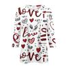 Women's Fashionable Casual Three,quarter Sleeve Heart,shaped Printed Round,neck Top