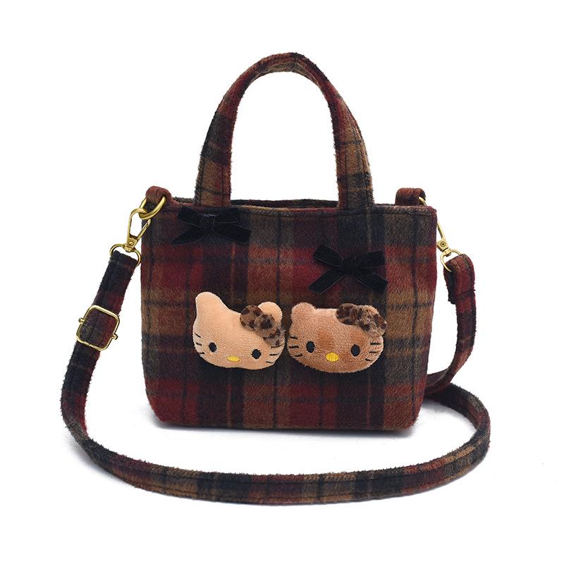 

Модная шерстяная клетчатая сумка-ведро - Универсальная милая девичья сумка кроссбоди для женщин 16*6*13 cm красный