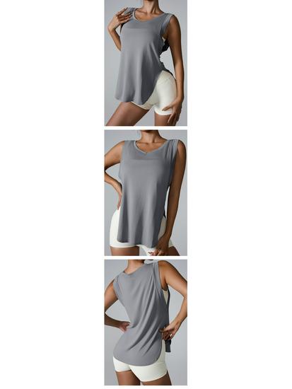 Volná dámská vesta bez rukávů na jógu a běh: Evropský a americký styl