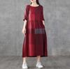 New Arrival: Cotton Plaid Mid-Length Loose Casual Dress
