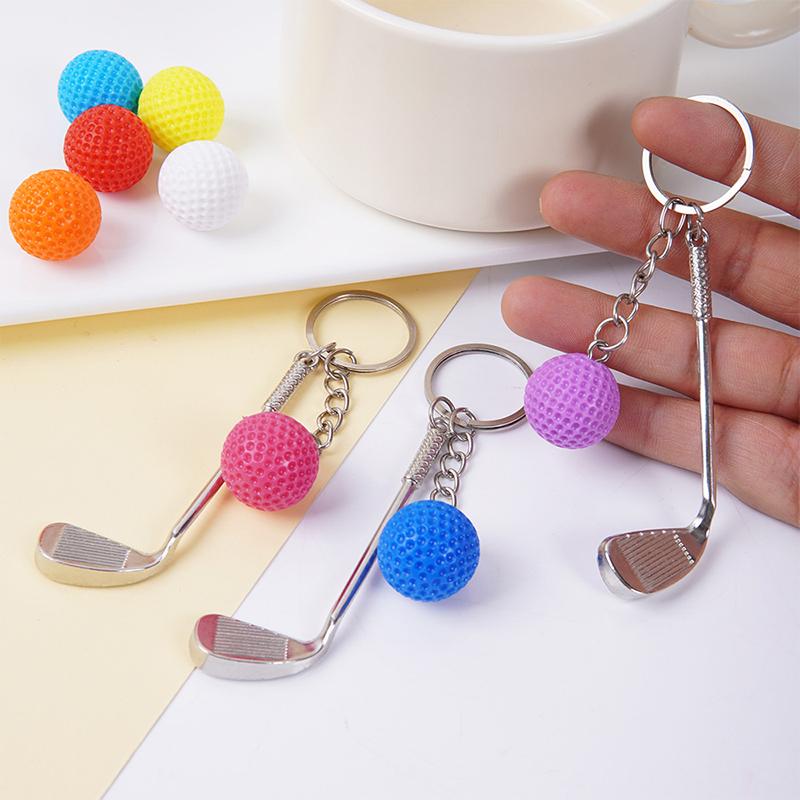 Simulation Mini Golf Ball Keychain Creative Metal Keyring Car Key Holder Bag Pendant Hanging Decoration Couple Gifts
