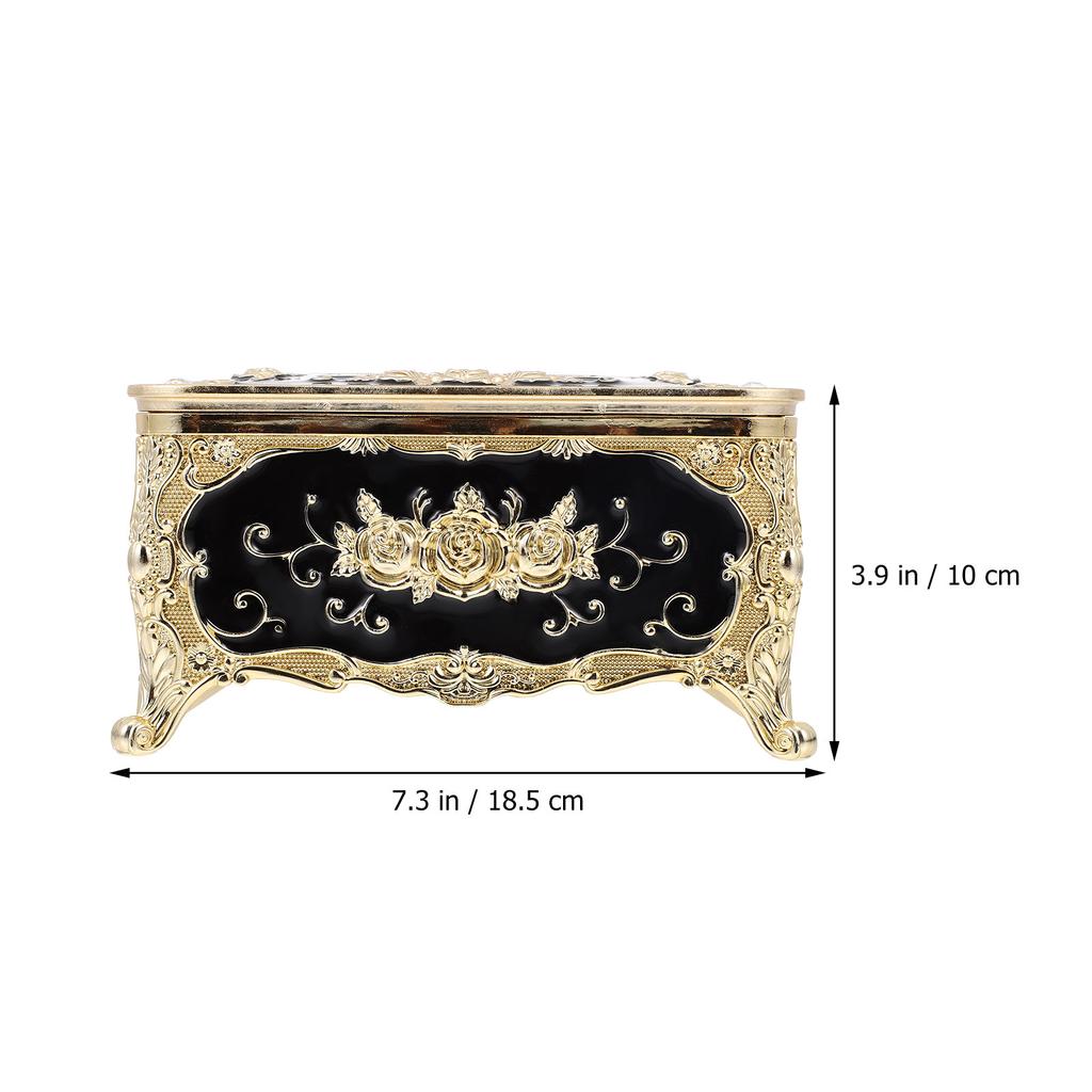 Gold Edge Tissue Box Home Storage European Style Case Rose Pattern Holder Abs Plastic Kitchen Ganization Boxes