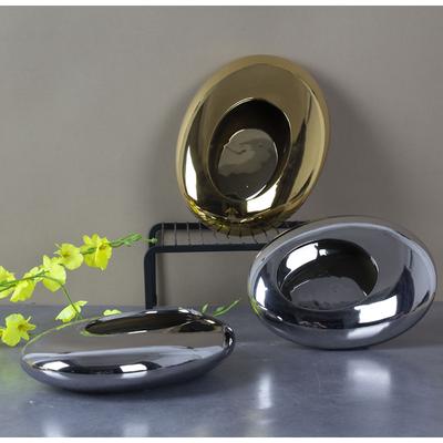 Silver Cobblestone Ceramic Vase Geometric Oval Flower Pot Floral Arrangement Accessories Flower Vase Home Decoration Accessories