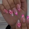 3D Florale Mandel Tragbare Falsche Nägel - Abnehmbares und Stereoskopisches Nagelkunst-Set