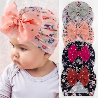 Autumn Baby Bow Turban Hat - European & American Print