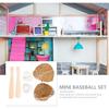 Toyvian 2 Sets of Miniature Baseball Bat Glove and Ball Baseball Cake Decorations for Doll House Accessories Party Favors