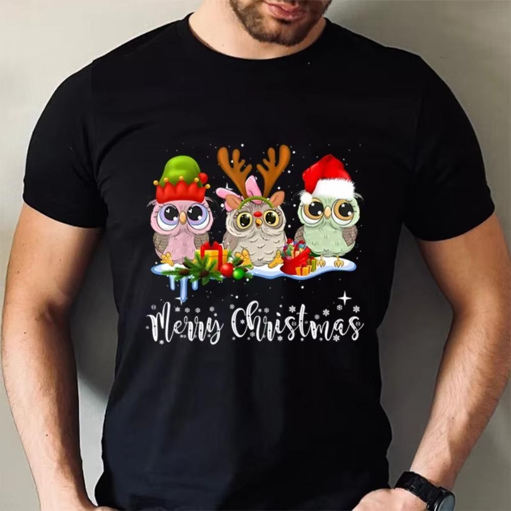 Merry Christmas Men T-shirt Hip Hop Tops Cartoon Graphic Male Clothes Fashion Short Sleeve Tees Aesthetic Hip Hop Streetwear