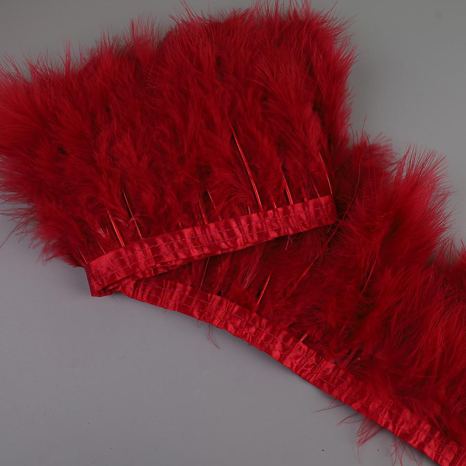 FeatherTurkey Feather Fringe 4-6inch Colorful Marabou Feather Tape for Handiwork Clothes Dress Handmade Cloth Strap Home Decoration