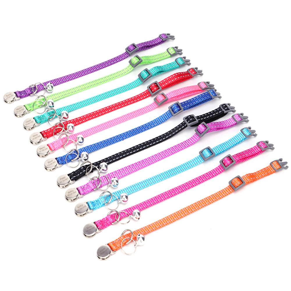 Personalized Name Cat Collar Kitten Puppy Anti-lost DIY Tag Custom Pet Collar Engraved Phone For Small Dog Puppy