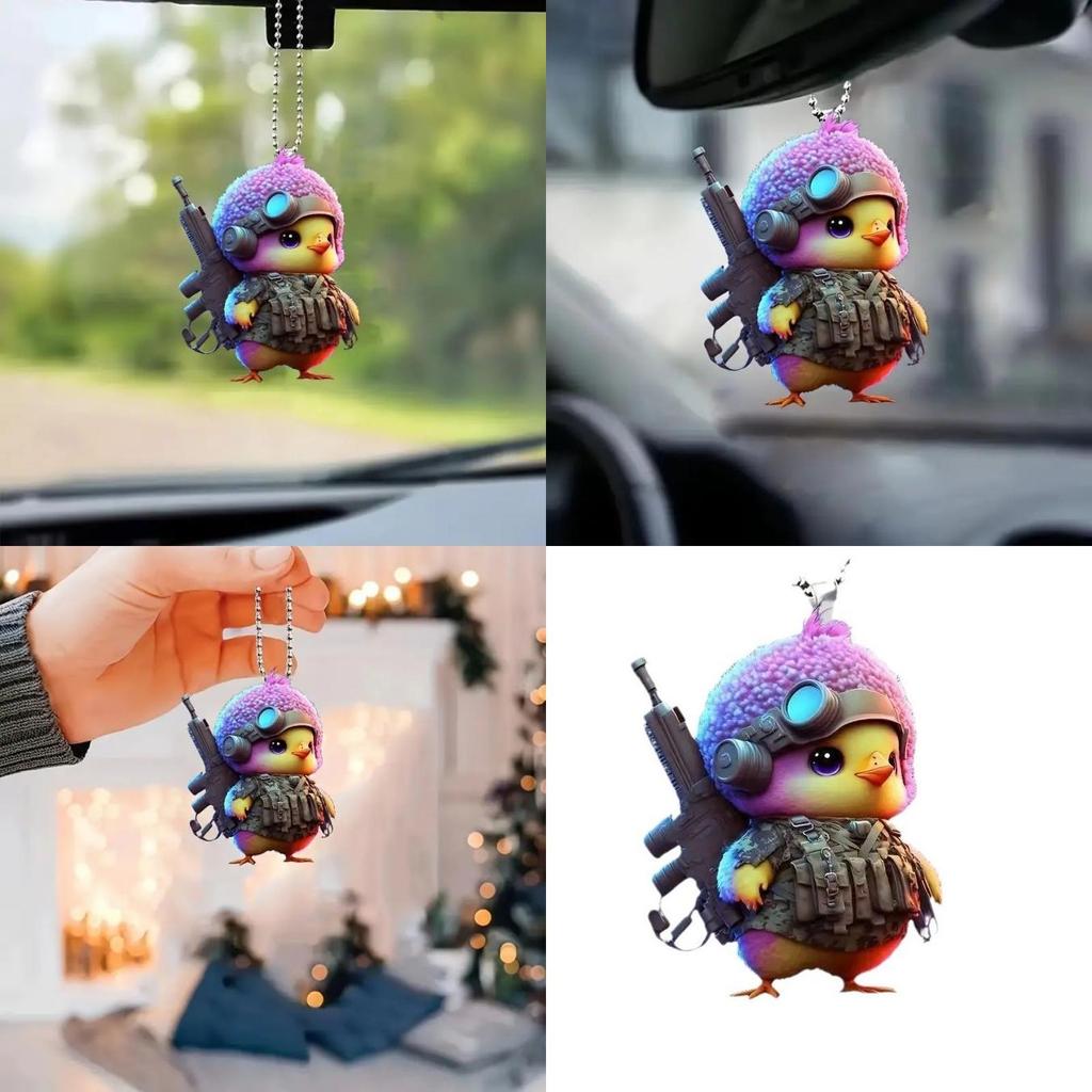 Cute Cartoon Battle Little Yellow Chicken Pattern Pendant For Auto Interior Accessories