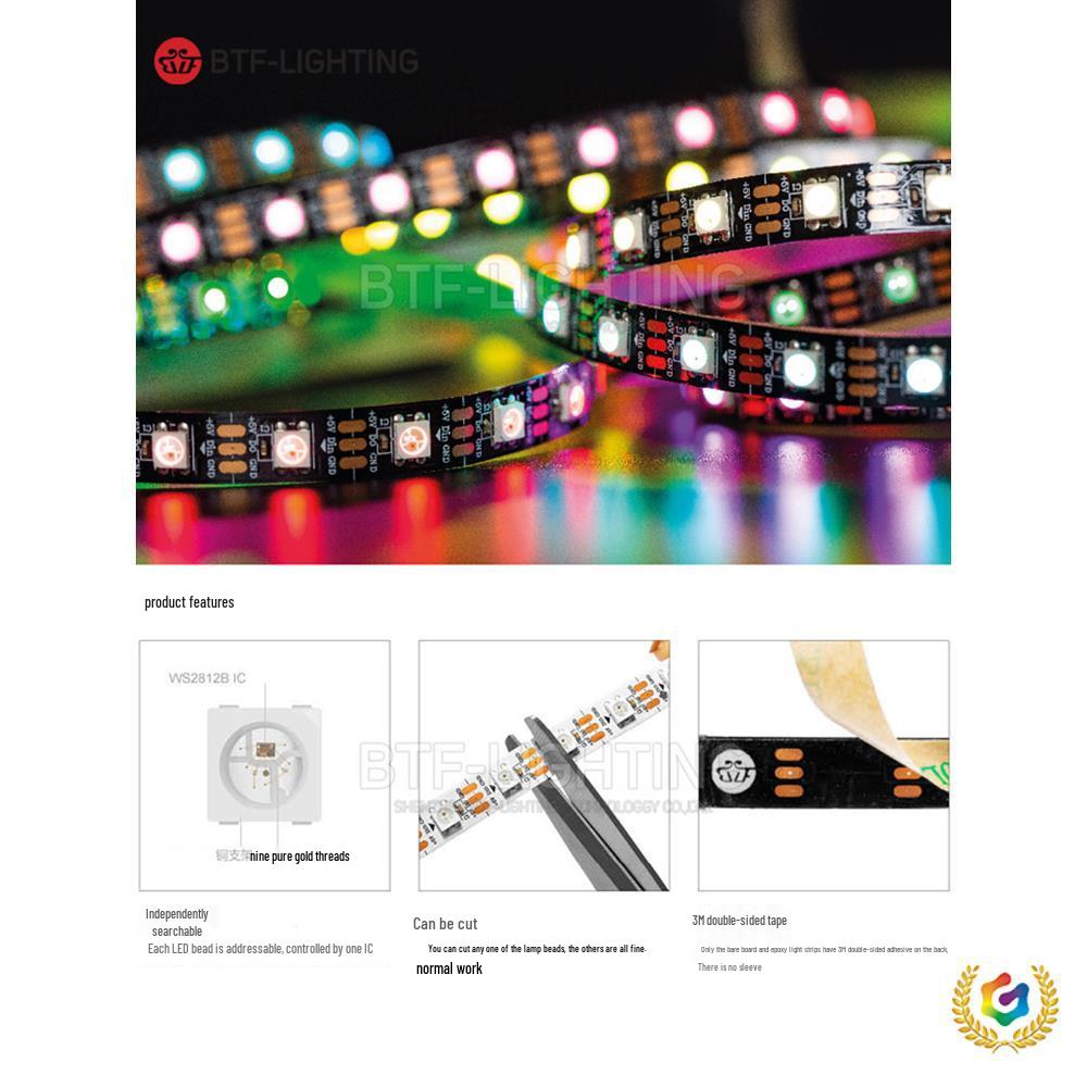 WS2812B Programmable Dreamcolor LED Strip: 5050 RGB SMD, Waterproof, Built-in IC, 5V