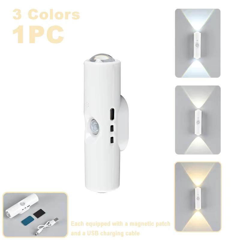 

Smart RGB Double-head Wall Light Motion Sensor Magnetic Night Light Rechargeable Spotlight for Bedroom Closet Garden Room Decor 1 Piece