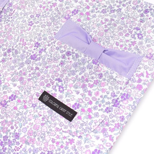 COLORFUL CANDY STYLE Water-Repellent Back Cross Apron with Triangle Scarf (100-120cm, Girls' Size, Muted Floral Print) No-Iron, Quick-Drying, Lightwei