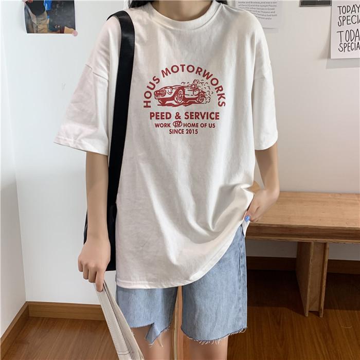 Summer Korean version loose short-sleeved T-shirt women s Korean version new bf style large size top couple bottoming shirt women s clothing M
