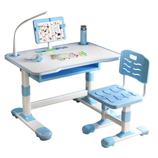 Set Scrivania Studio e Sedia per Bambini, Tavolo da Scrittura Regolabile in Altezza per Bambini Piccoli con Supporto Regolabile per Lettura, Luce LED per Studio, Soggiorno Camera da Letto Extra per Bambini