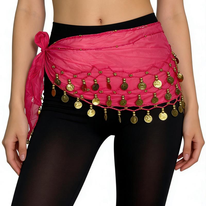 Belly Dance Waist Chain with 72 Hanging Chiffon Coins for Beginners
