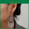 Vintage Alloy Long Dangle Earrings With Silver Finish For Travel And Celebration