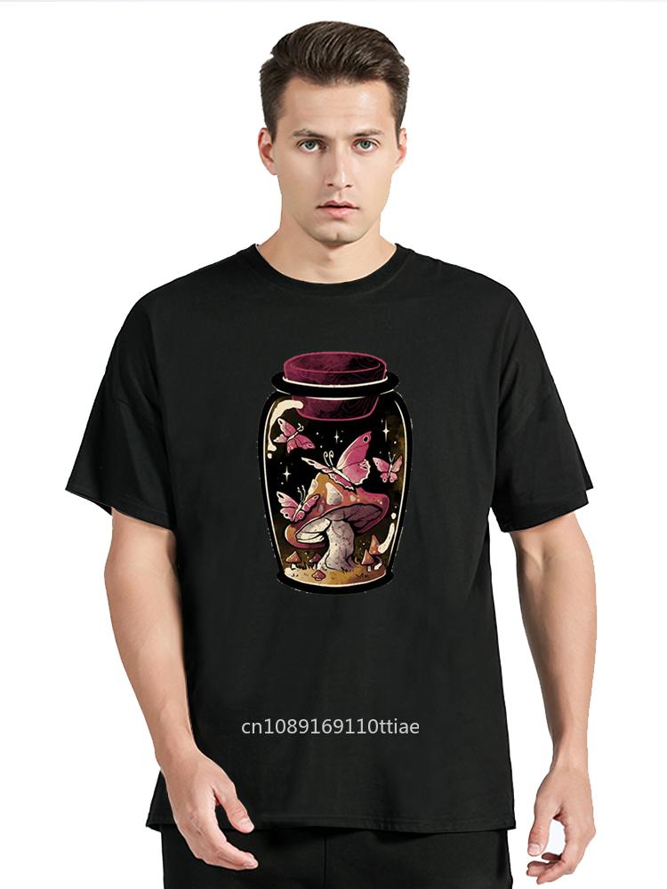 Graphic unisex T-Shirt Men Special Design Jar Filled with Butterfly Mushrooms Tees Harajuku Fashion Clothing Oversized Tshirt