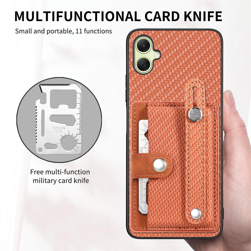 For Samsung Galaxy A05 4G Case Carbon Fiber Texture Leather Phone Back Cover with Card Holder