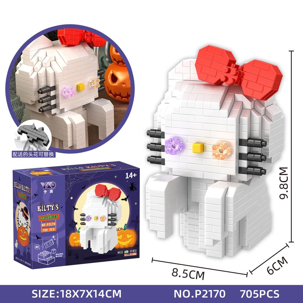 Halloween Stitch Building Blocks Kitty Duffy Disney Cos Pumpkin Ghost Micro Bricks Mini Figure Assembled Toy For Home Decoration