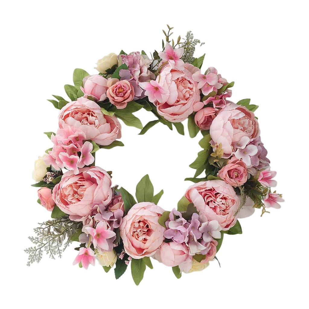 Handmade Peony Flowers Artificial Wreath Spring Garland 40cm Hanging Holiday Decorative Photography Props