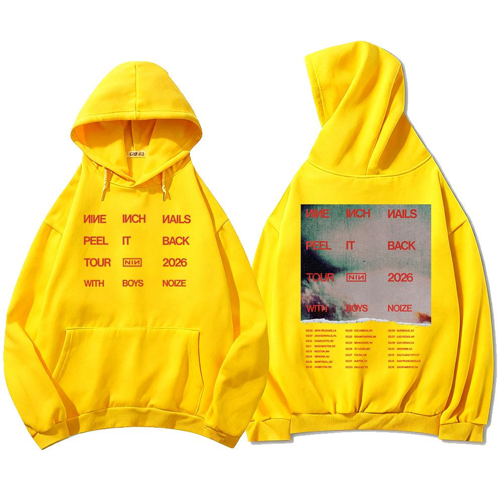 Nine Inch Nails Peel It Back 2026 Tour Hoodies NIN Rock Band Graphic Print Sweatshirts Long Sleeve Winter Hooded Pullovers