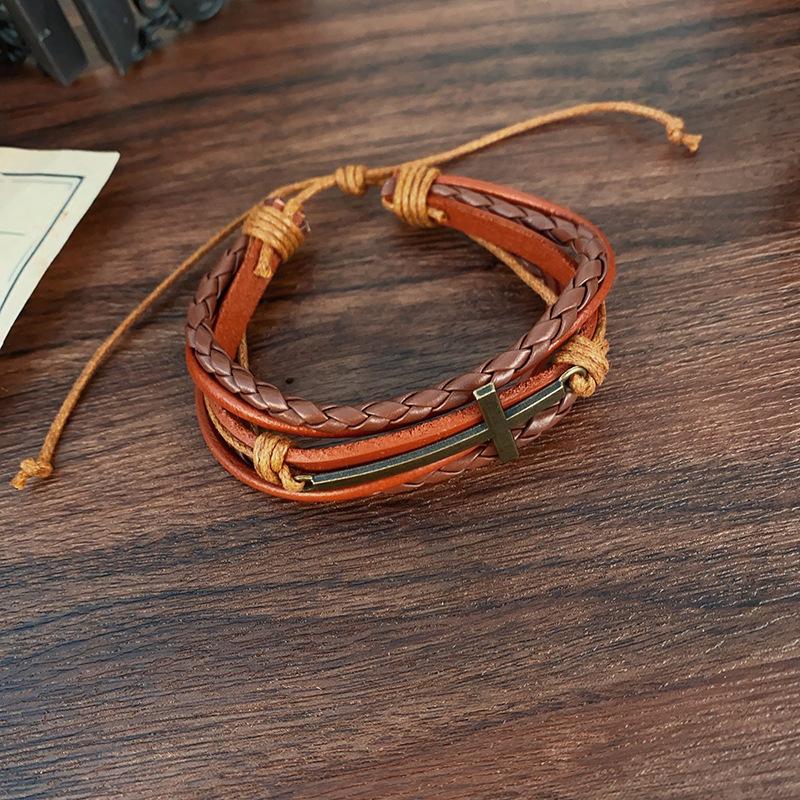 

Кожаный плетеный многослойный браслет в этническом стиле, нишевый темпераментный браслет, модные легкие роскошные высококлассные ювелирные изделия для женщин