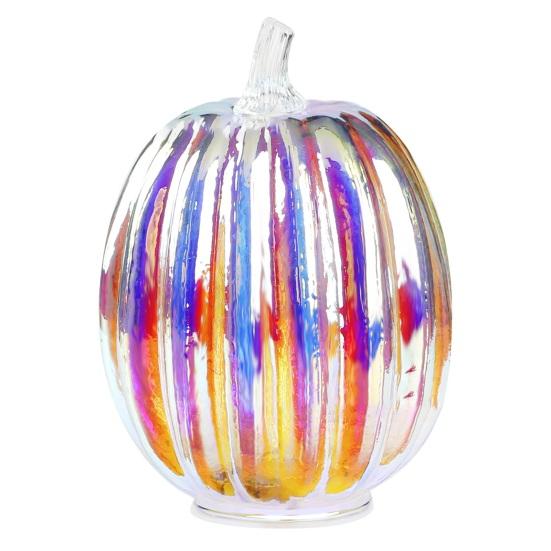 Glass Pumpkin Light Battery Operated LED Pumpkin Lantern Fall Lighted Pumpkin Table Centerpiece for Halloween Thanksgiving Home Decor