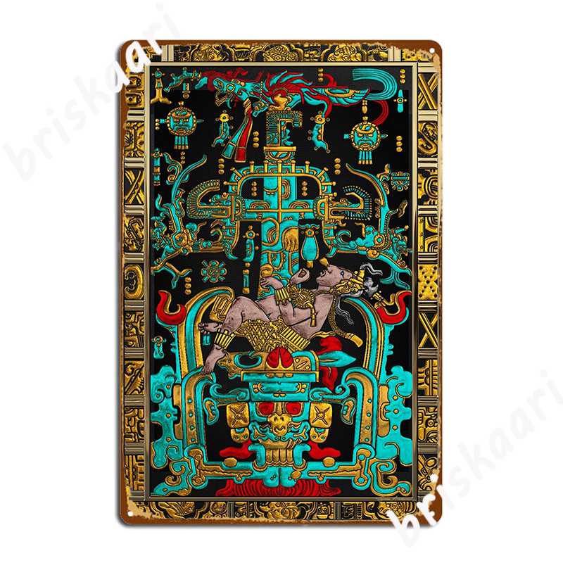 Lid Of The Great Tomb Of Pakal Palenque Astronaut Metal Plaque Poster Cinema Living Room Customize Painting Décor Cinema