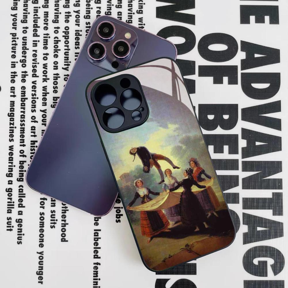 

Испания Франсиско Гойя Художественный Чехол для Телефона для Iphone 17 16 15 14 12 11 13 Pro Max Mini X Air Puls Черный Стеклянный Чехол iPhone 14 Pro