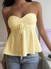 Sexy Lace Ruched Crop Top Summer Vacation Style Women's Clothing