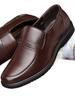 Warrior Men's Genuine Leather Slip-On Formal Shoes for Middle-Aged and Elderly - Non-Slip Casual Spring/Autumn Footwear