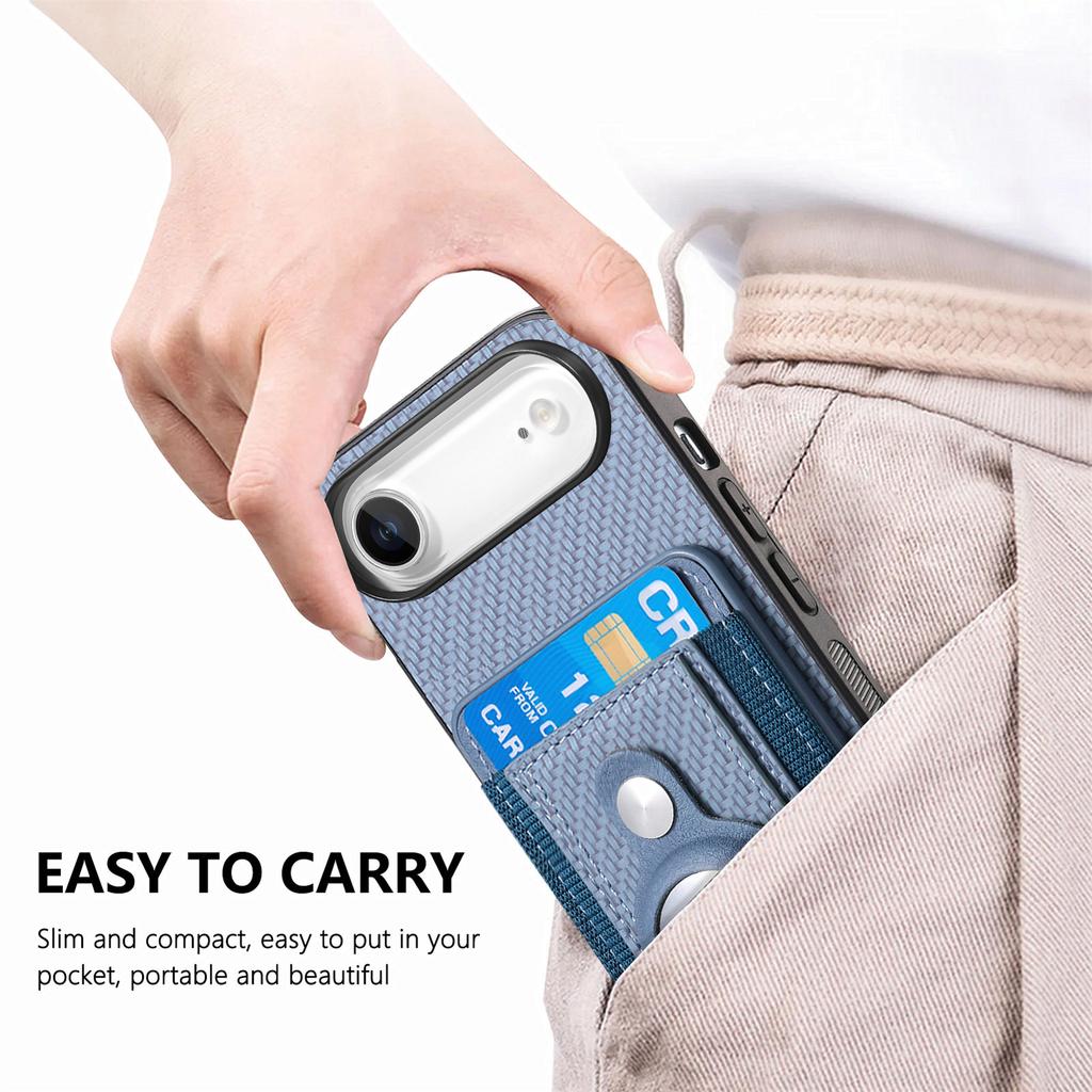 Holder for AirTag/iPhone Air Case Detachable Card Holder Leather+TPU+PC Phone Cover