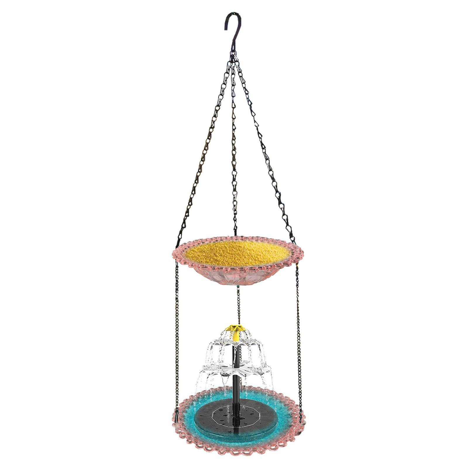 

Double Layer Hanging Solar Bird Bath Fountain Solar Cascade Hanging Bird Bath Fountain for Outdoor Garden Backyard Patio Lawn рожевий